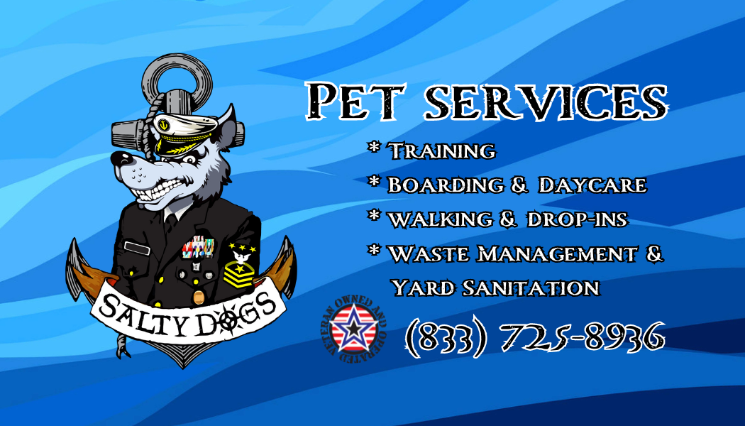 A business card for dirty dogs pet services.